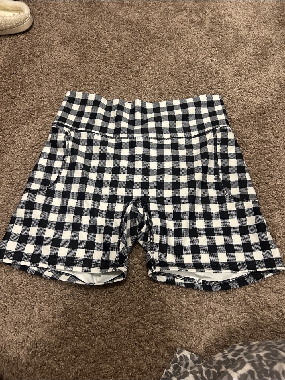 Old Navy Black and White Gingham Bike Shorts